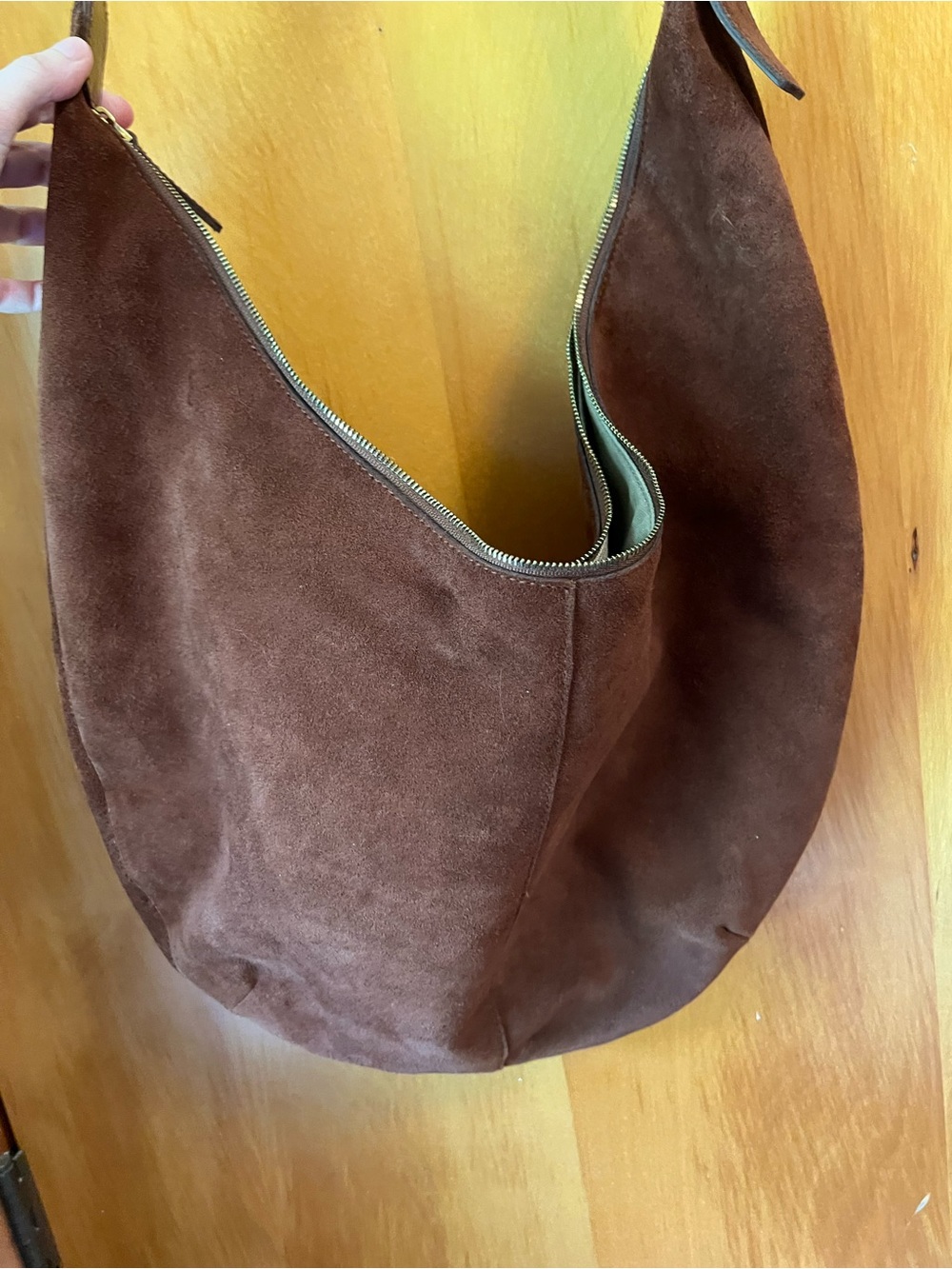 Madewell Brown Suede Hobo Crossbody Bag - Picture 2 of 4